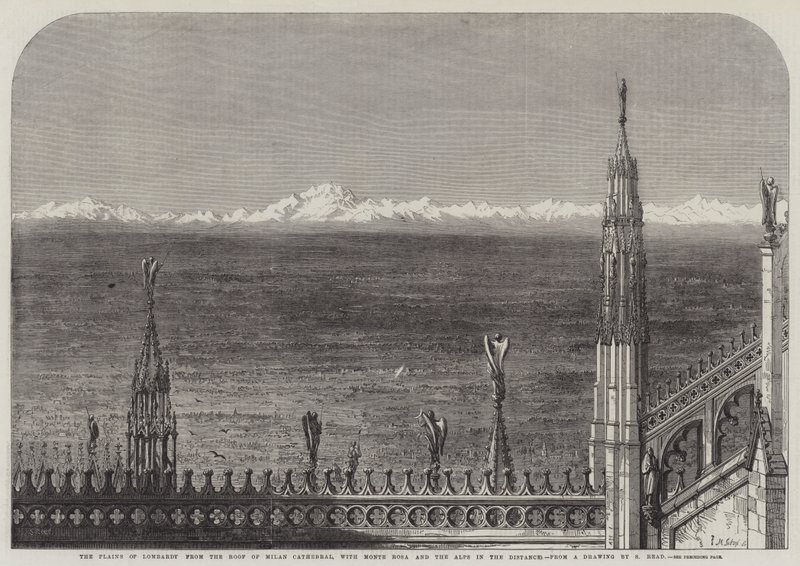 Le pianure della Lombardia dal tetto del Duomo di Milano, con il Monte Rosa e le Alpi in lontananza da Samuel Read
