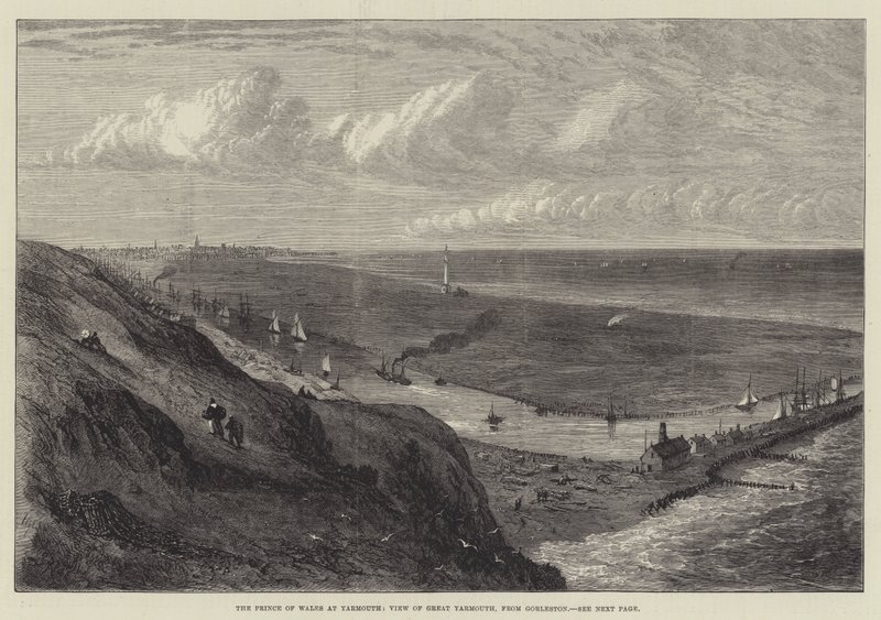 Il Principe di Galles a Yarmouth, Vista di Great Yarmouth, da Gorleston da Samuel Read