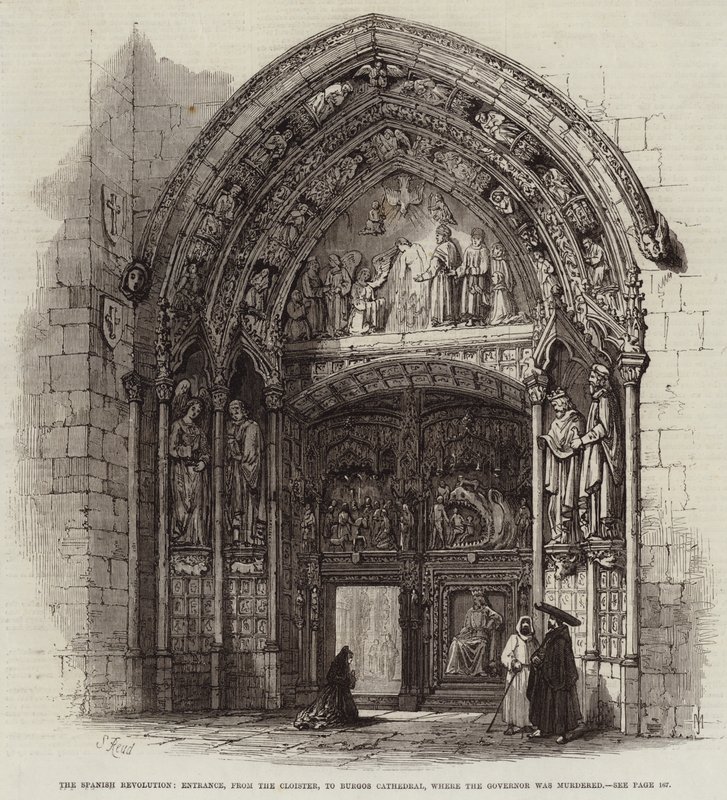 La Rivoluzione Spagnola, Ingresso, dal Chiostro, alla Cattedrale di Burgos, dove il Governatore fu assassinato da Samuel Read