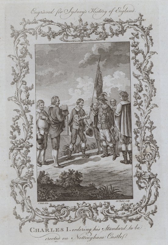 Carlo I ordina di erigere il suo stendardo sul castello di Nottingham da Samuel (after) Wale