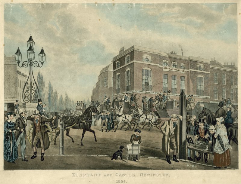 Elephant and Castle, Newington, Londra, 1826 da Samuel John Egbert Jones