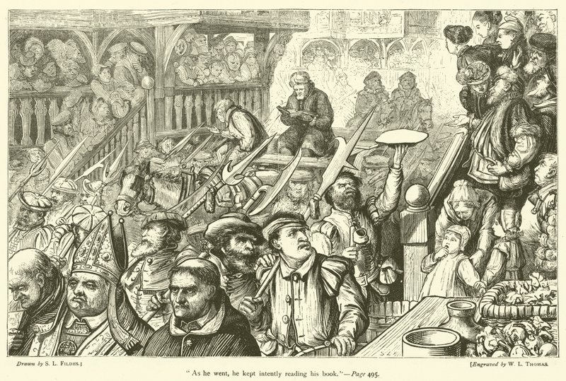 Mentre andava, continuava a leggere intensamente il suo libro da Samuel Luke Fildes