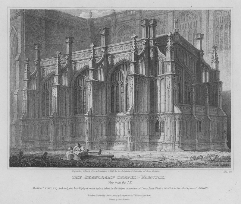 La Cappella Beauchamp, Chiesa di Santa Maria, Warwick (incisione) da Samuel Rawle