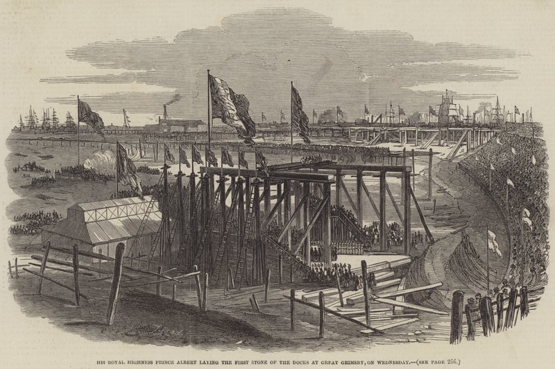 Sua Altezza Reale il Principe Alberto posa la prima pietra dei Docks a Great Grimsby, mercoledì da Samuel Read