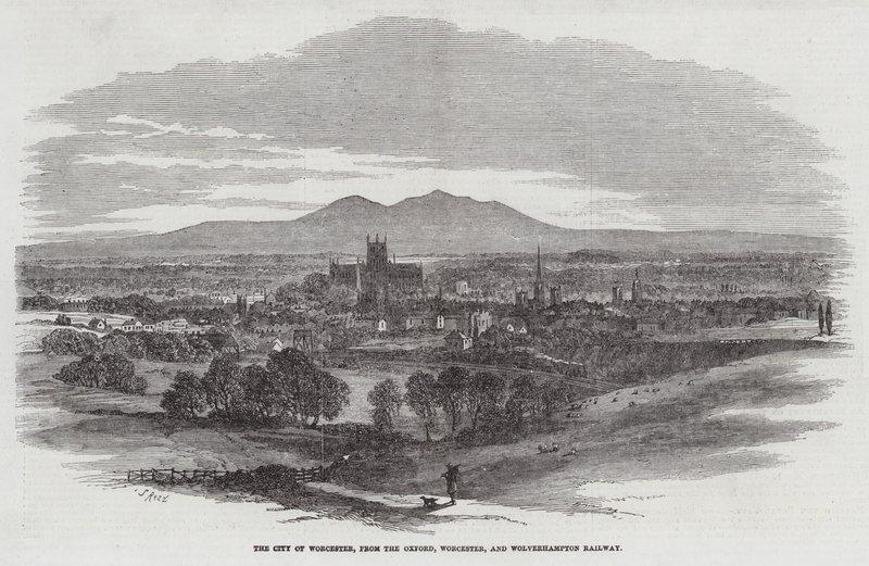 La città di Worcester, dalla Oxford, Worcester, e Wolverhampton Railway da Samuel Read