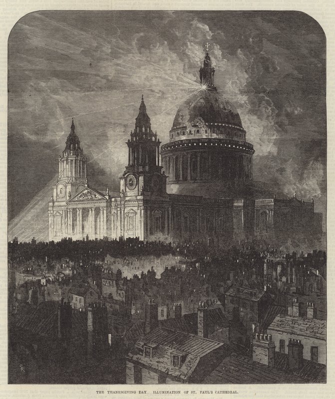 Il giorno del ringraziamento, illuminazione della cattedrale di St. Paul da Samuel Read