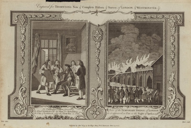 Incendi di Londra del 1666 e 1758 da Samuel Wale