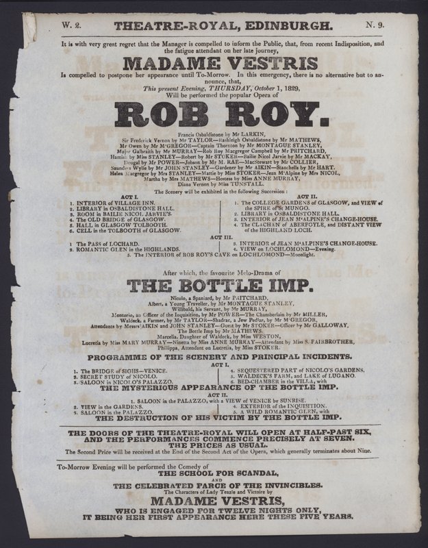 Programma teatrale per il Theatre Royal, Edimburgo da Scottish School