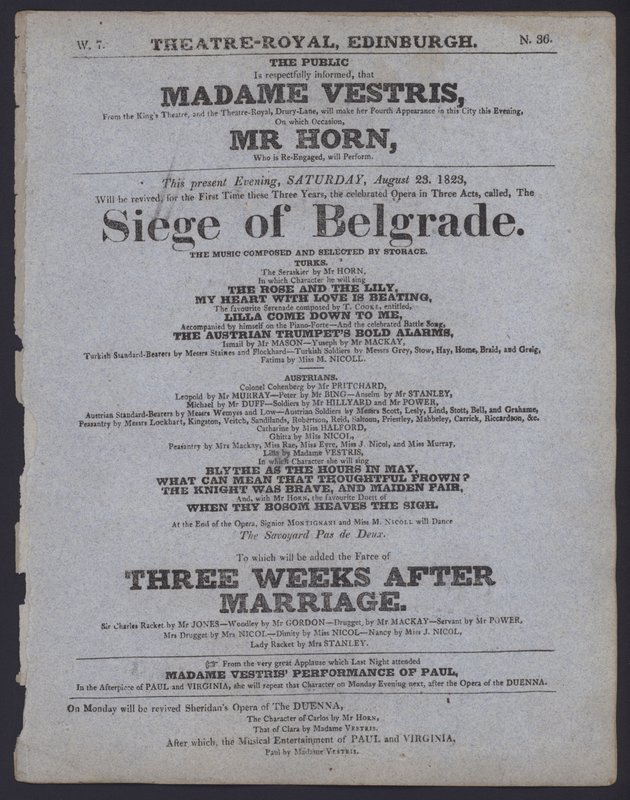 Programma teatrale per il Theatre Royal, Edimburgo, 23 agosto 1823 da Scottish School