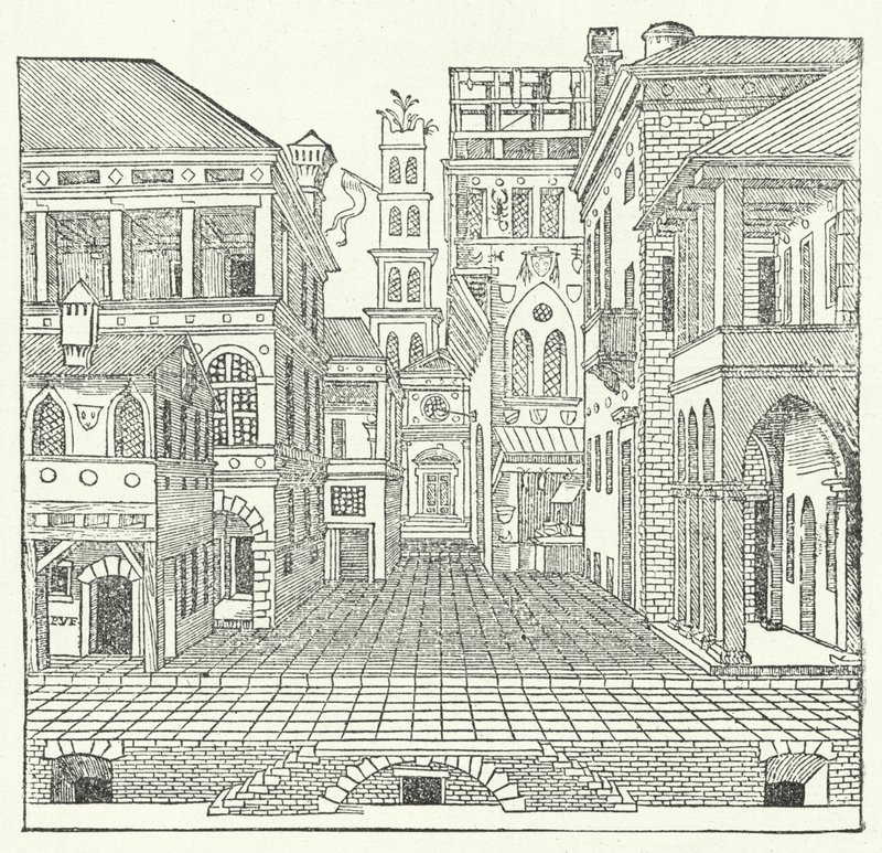 Scenografia per una commedia di Sebastiano Serlio da Sebastiano Serlio
