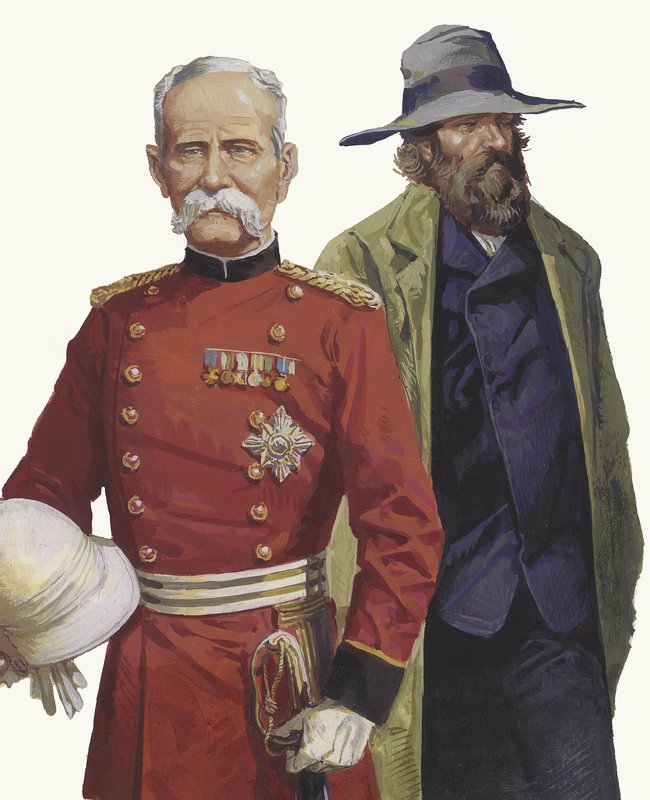 Guerra boera: Lord Roberts e Pier Cronje (gouache su carta) da Severino Baraldi