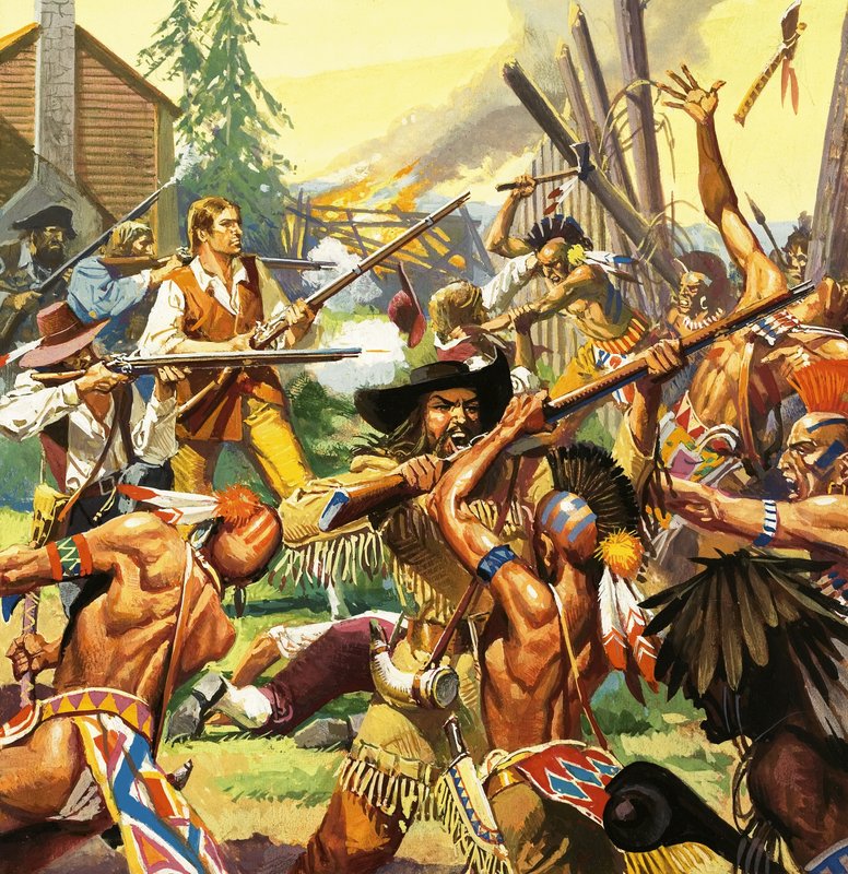 Daniel Boone difende una fattoria del Kentucky dagli attacchi degli indiani da Severino Baraldi