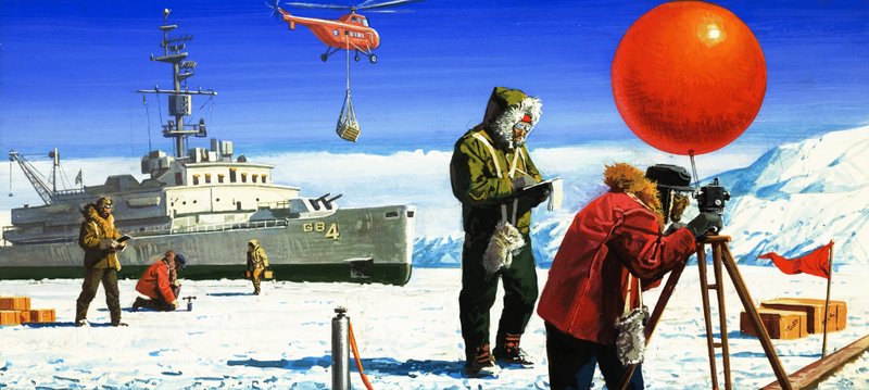 La dottoressa Vivian Fuchs esegue esperimenti scientifici in Antartide da Severino Baraldi