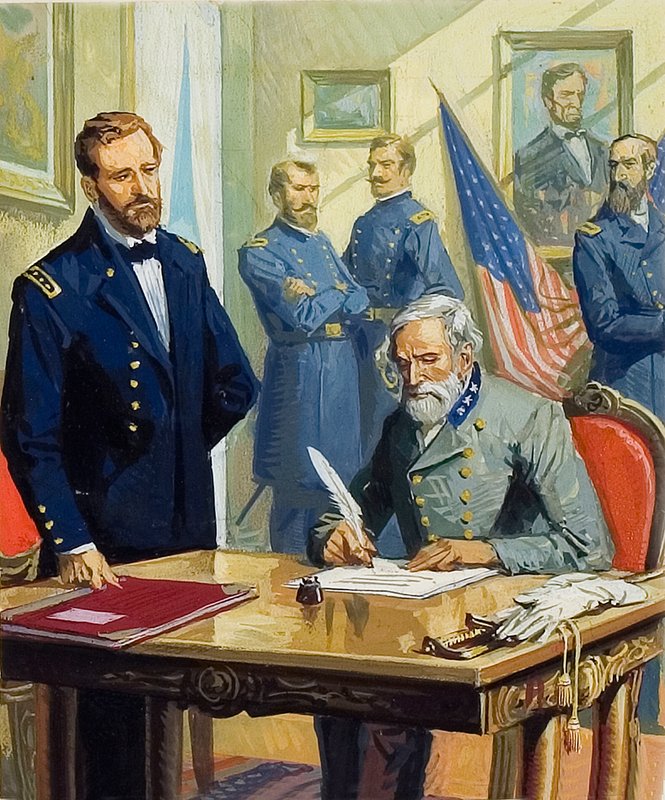 Il generale Ulysses Grant che accetta la resa del generale Lee ad Appomattox da Severino Baraldi
