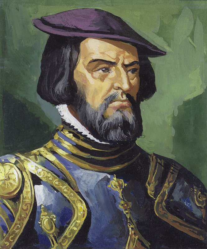 Hernando Cortes (gouache su carta) da Severino Baraldi
