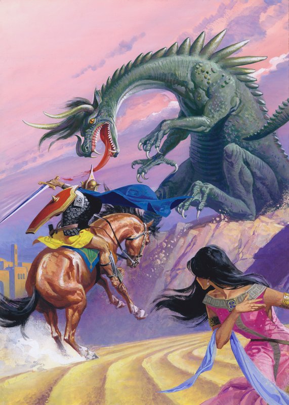 San Giorgio e il drago (guazzo su carta) da Severino Baraldi