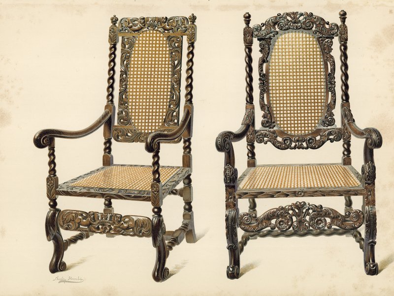 Sedia, proprietà di P Macquoid; Sedia, proprietà di Arthur S Cope da Shirley Charles Llewellyn Slocombe