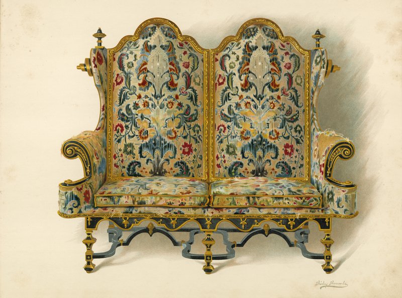 Divano, proprietà del Duca di Leeds (cromolitografia) da Shirley Charles Llewellyn Slocombe