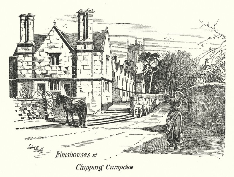 Case di carità a Chipping Campden (incisione) da Sidney Heath