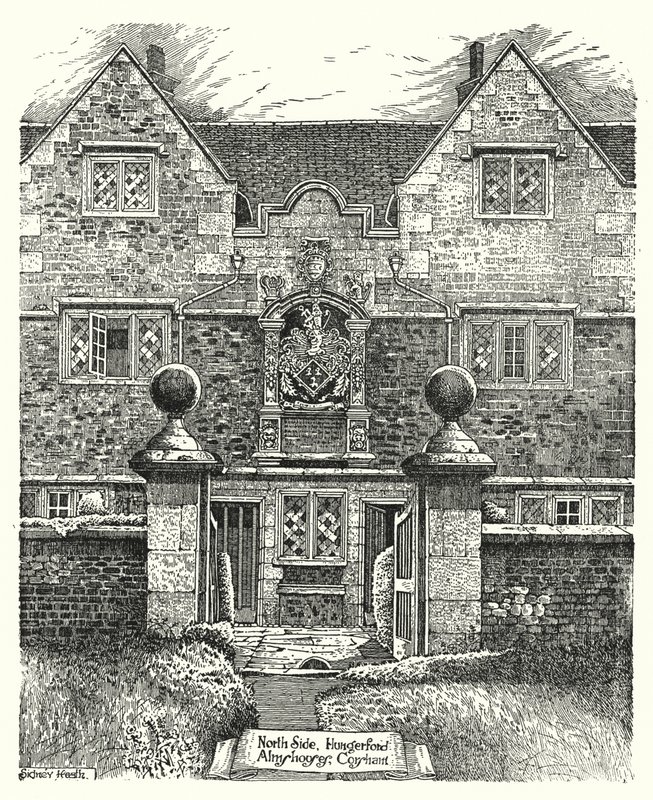 Lato Nord, Ospizi di Hungerford, Corsham (incisione) da Sidney Heath