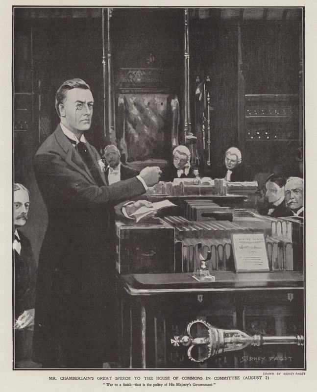 Discorso di Joseph Chamberlain sulla guerra boera alla Camera dei Comuni il 2 agosto 1901 da Sidney Paget