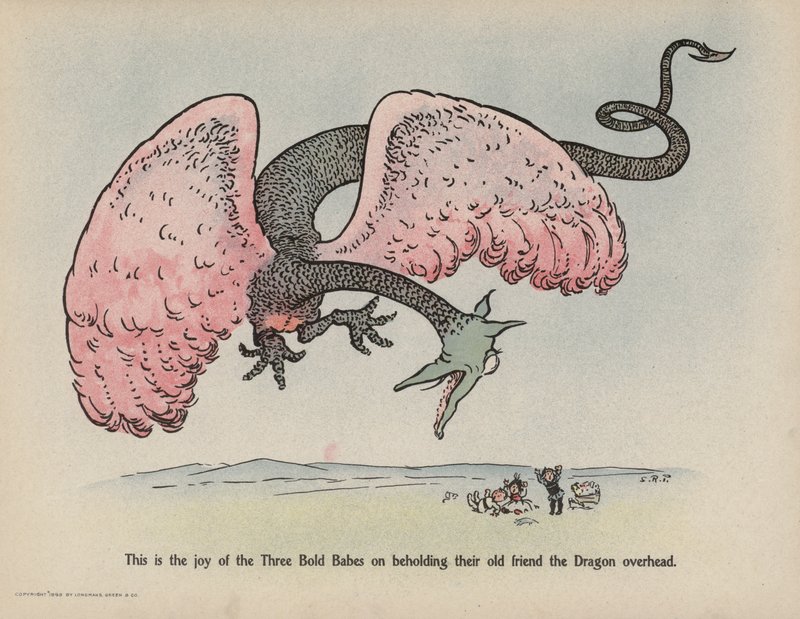 Illustrazione per "Further Doings of the Three Bold Babes" (litografia a colori) da Sophia Rosamond Praeger
