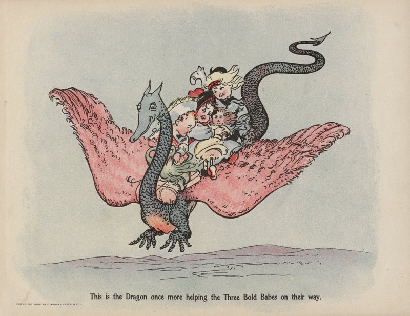 Illustrazione per "Further Doings of the Three Bold Babes" (litografia a colori) da Sophia Rosamond Praeger