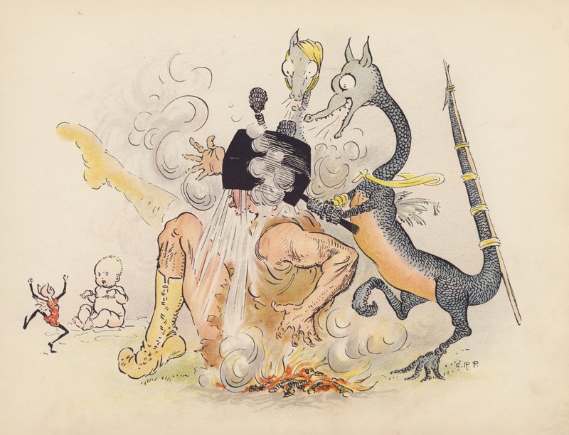 Illustrazione per Little Twin Dragons di S Rosamond Praeger (litografia a colori) da Sophia Rosamond Praeger