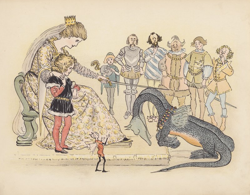 Illustrazione per Little Twin Dragons di S Rosamond Praeger (litografia a colori) da Sophia Rosamond Praeger