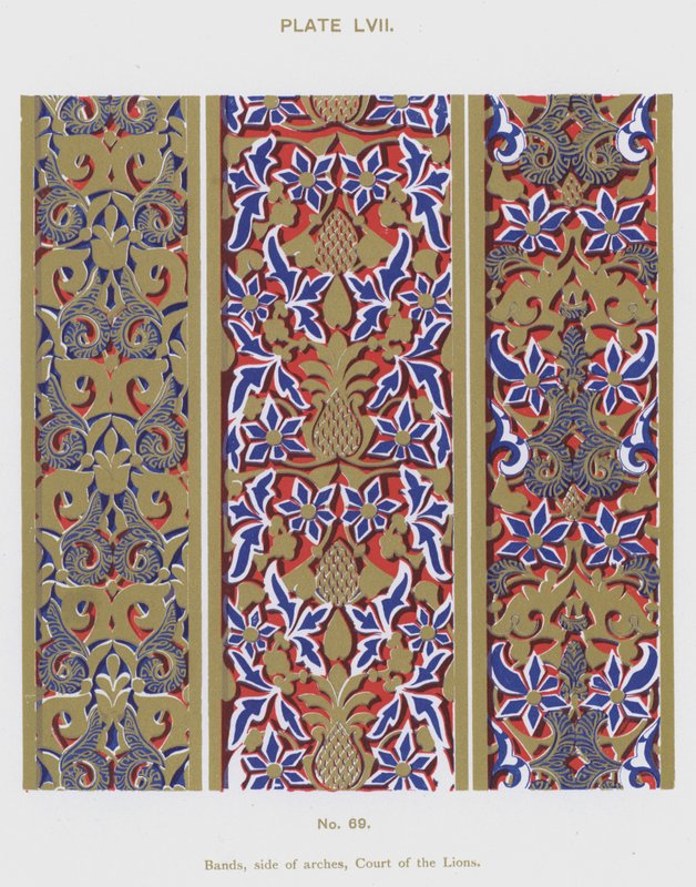 Fasce, lato degli archi, Corte dei Leoni (litografia a colori) da Spanish School