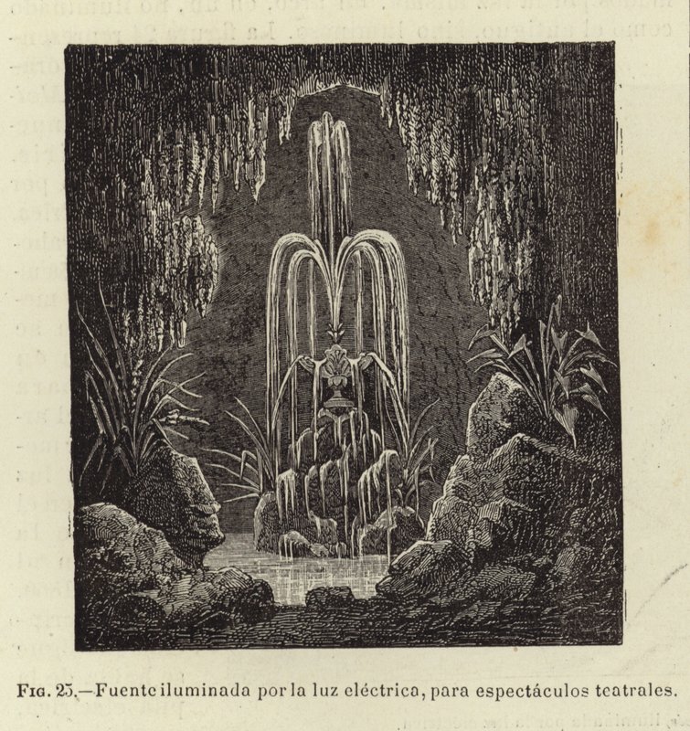 Fontana illuminata dalla luce elettrica, per spettacoli da Spanish School