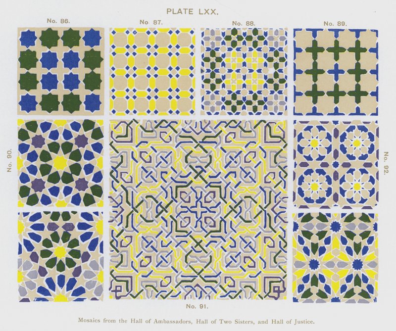 Mosaici dalla Sala degli Ambasciatori, Sala delle Due Sorelle e Sala della Giustizia da Spanish School
