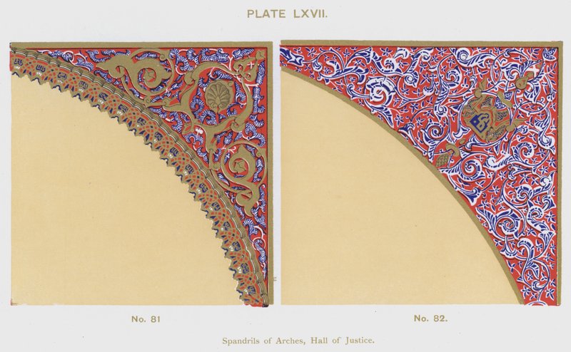 Spandrel degli Archi, Sala della Giustizia (litografia a colori) da Spanish School