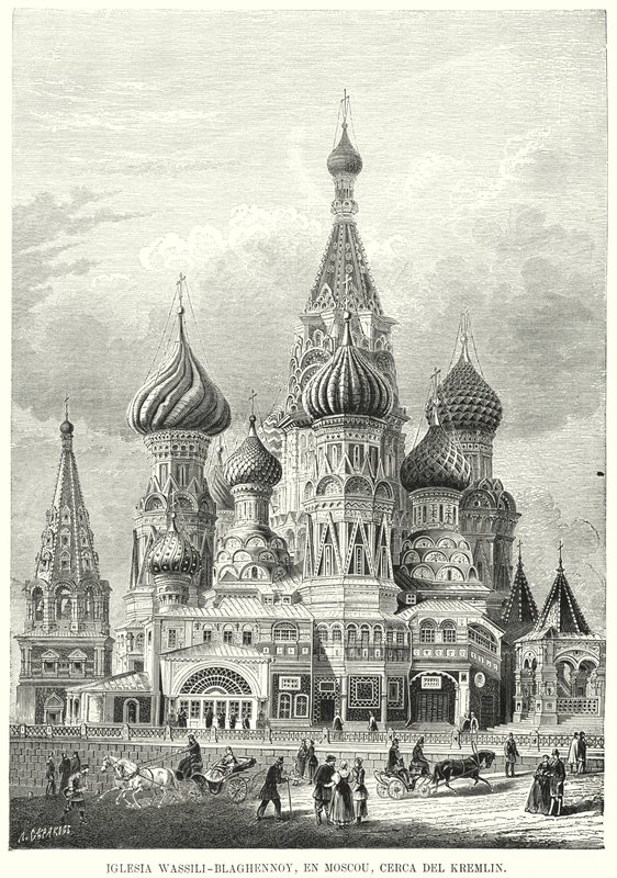 Cattedrale di San Basilio, Piazza Rossa, Mosca, Russia da Spanish School