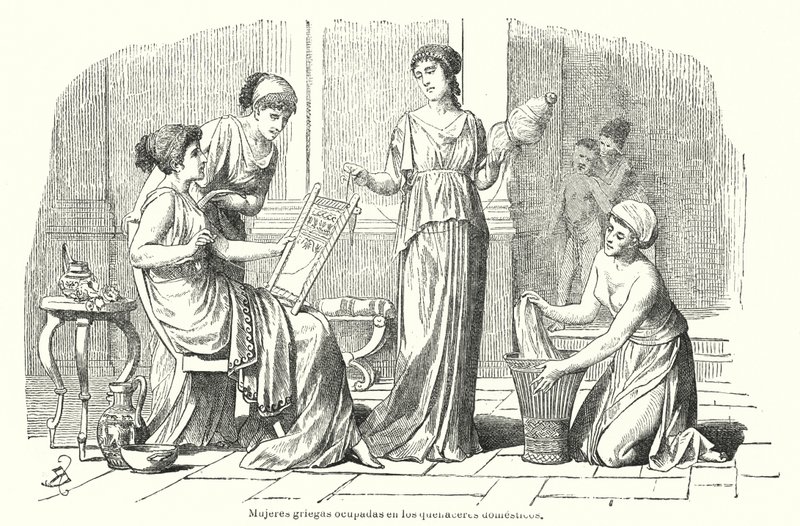 Donne che svolgono faccende domestiche nell