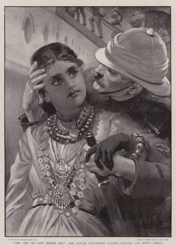 La ragazza che ha lasciato dietro di sé, il contingente di Ceylon che lascia Colombo per il Sud Africa da St. George Hare