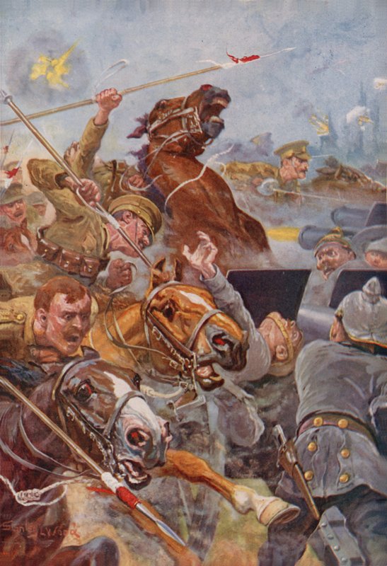 La carica dei 9° Lancieri durante la ritirata da Mons da Stanley L. Wood