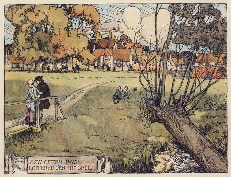 Illustrazione per Il Villaggio Abbandonato di Oliver Goldsmith (litografia a colori) da Stephen Reid
