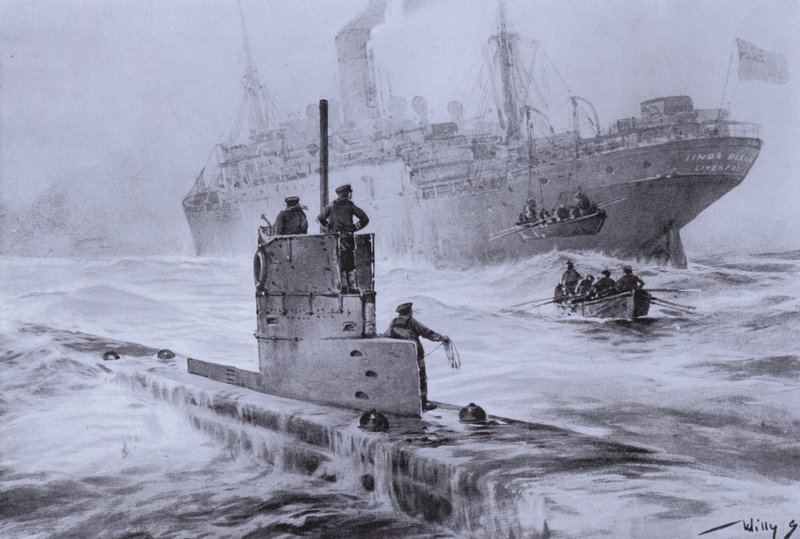 Affondamento della nave mercantile britannica Linda Blanche da parte del sottomarino tedesco U-21 al largo di Liverpool, Prima Guerra Mondiale, 30 gennaio 1915 da Willy  Stoewer 