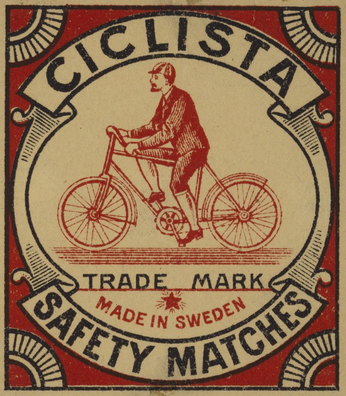 Etichetta per fiammiferi di sicurezza Ciclista da Swedish School