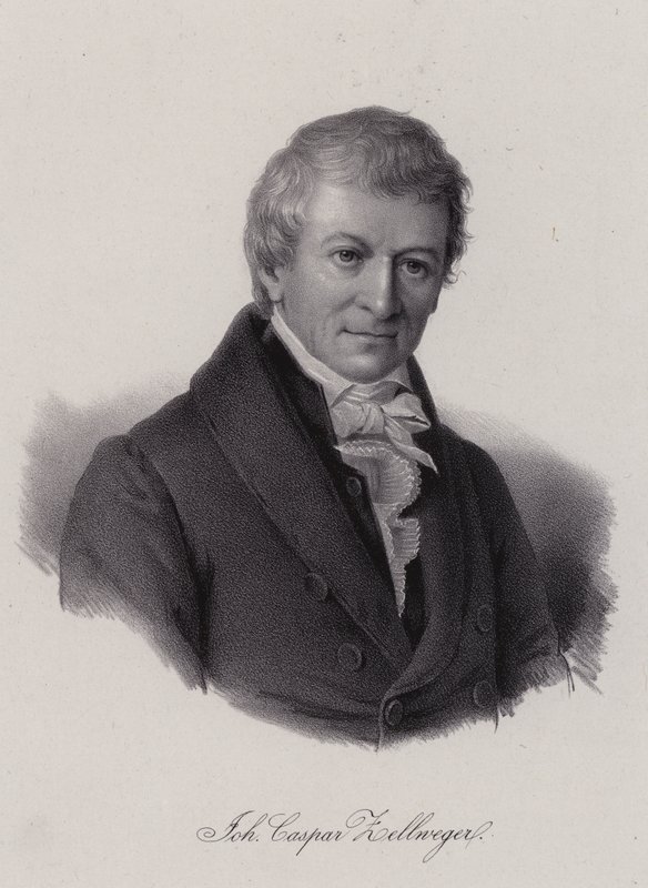 Johann Caspar Zellweger, imprenditore tessile e filantropo svizzero (incisione) da Swiss School