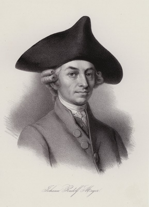Johann Rudolf Meyer, produttore di nastri di seta e filantropo svizzero (incisione) da Swiss School