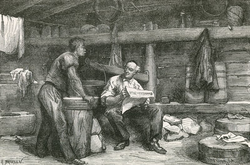 Scena in una capanna per la produzione del formaggio da Swiss School