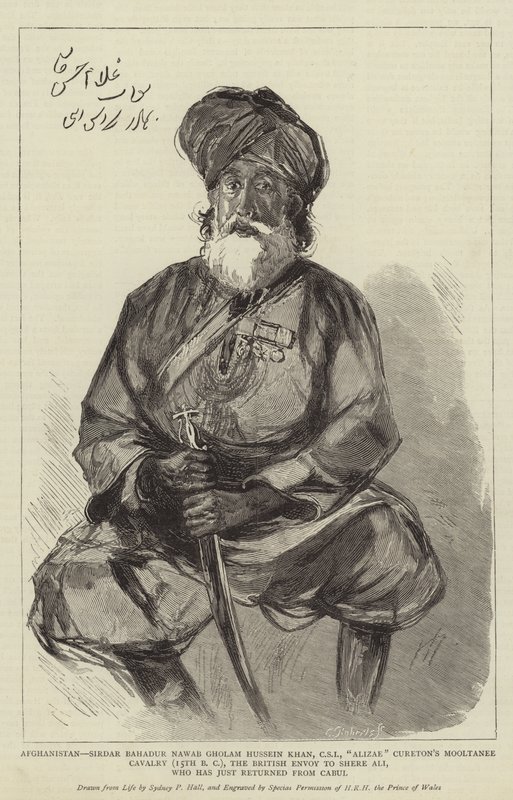 Afghanistan, Sirdar Bahadur Nawab Gholam Hussein Khan, CSI, Cavalleria Mooltanee di Alizae Cureton (15° BC), l