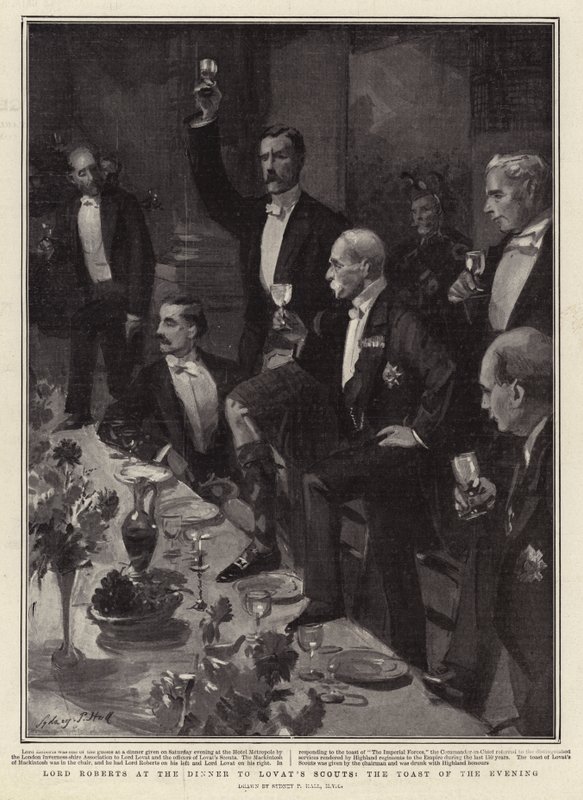 Lord Roberts alla Cena degli Scouts di Lovat, il Brindisi della Sera da Sydney Prior Hall