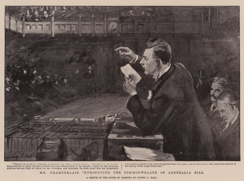 Il signor Chamberlain introduce il Commonwealth of Australia Bill da Sydney Prior Hall
