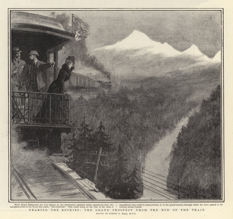 Avvicinandosi alle Montagne Rocciose, il grande panorama dalla fine del treno da Sydney Prior Hall