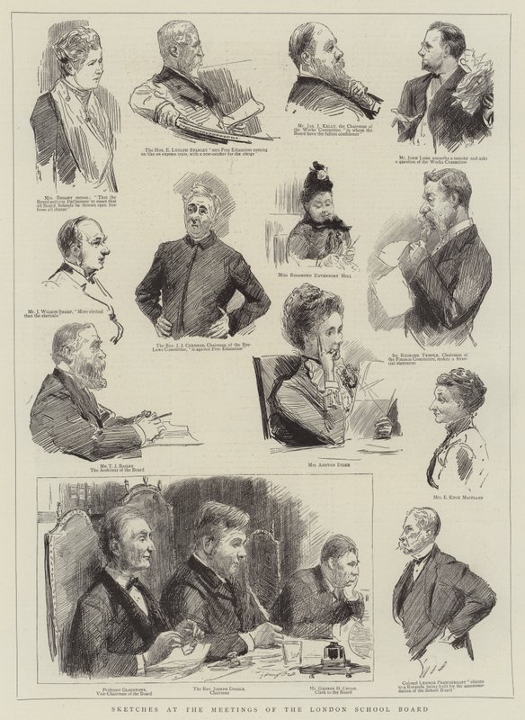Schizzi alle riunioni del Consiglio scolastico di Londra da Sydney Prior Hall