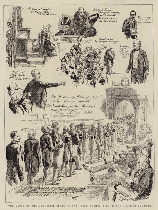 La chiusura della fase del comitato del disegno di legge sui crimini irlandesi alla Camera dei Comuni da Sydney Prior Hall