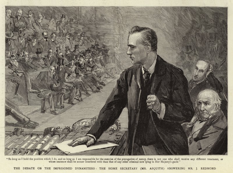 Il dibattito sui dinamitardi imprigionati, il Segretario di Stato per gli Affari Interni (Mr Asquith) risponde a Mr J Redmond da Sydney Prior Hall